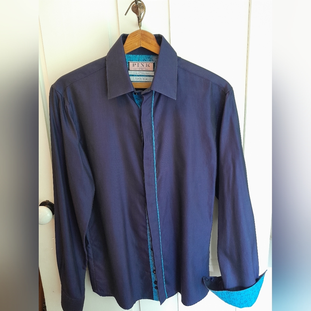 *Rare* Thomas Pink Blue Collection Contrast Cuff Blue Dress Shirt